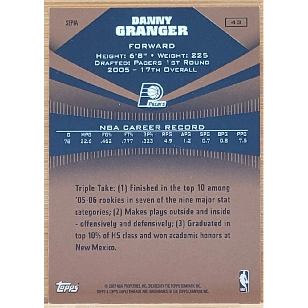 2006-07 TOPPS TRIPLE THREAD DANNY GRANGER‎ SEPIA #D /299